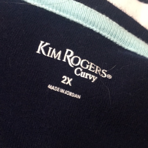 Kim Rogers Plus Size Striped Top 3/4 Sleeve 2X - Picture 3 of 4